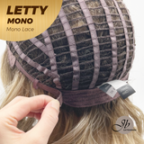 JBEXTENSION LETTY MONO Monofilament Handmade Wig 6X5 Full Monofilament Hand Tied Top Wig 12 Inches Dark Blonde Curly Mono Lace Wig With Anti-slip Silicone Strips Glueless Wig LETTY MONO【BENDY EAR TABS】