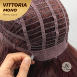 JBEXTENSION VITTORIA MONO Monofilament Handmade Wig 6X5 Full Monofilament Hand Tied Top Wig 16 Inches Dark Red Curly Mono Lace Wig With Anti-slip Silicone Strips Glueless Wig VITTORIA MONO【BENDY EAR TABS】