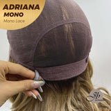 JBEXTENSION ADRIANA MONO Full Monofilament Handmade Full Lace Full Hand Tied Wig 14 Inches Blonde With Dark Root Wave Mono Lace Handmade Futura Fiber Wig With Anti-slip Silicone Strips Glueless Wig Adriana Mono