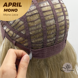 JBEXTENSION APRIL MONO Monofilament Handmade Wig 6X5 Full Monofilament Hand Tied Top Wig 18 Inches Mix Blonde Mono Lace Wig With Anti-slip Silicone Strips Glueless Wig APRIL MONO MIX BLONDE【BENDY EAR TABS】