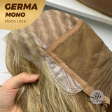 JBEXTENSION GERMA MONO Full Monofilament Handmade Full Lace Full Hand Tied Wig 14 Inches Honey Blonde Mono Lace Handmade Futura Fiber Wig Glueless Wig GERMA MONO