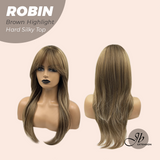 JBEXTENSION 22 Inches Scalpiana Brown With Highlight Wolf Cut 3.5X4 Hard Silky Top Natural Scalp Effect Wig ROBIN BROWN HIGHLIGHT