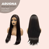 JBEXTENSION 28 Inches Midnight Brown( Black/Brown) Straight 13X3.5 Free Part Pre-Cut Frontlace Glueless Wig ARUONA MIDNIGHT BROWN