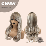 JBEXTENSION 25 Inches Long Curly Ash Blonde Wig with Bangs GWEN ASH BLONDE