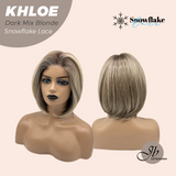 JBEXTENSION 12 Inches Bob Cut Dark Mix Blonde Pre-Cut Snowflake Lace Frontlace Glueless Wig KHLOE DARK MIX BLONDE【PERMATEASE】【BENDY EAR TABS】- M/L