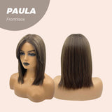 JBEXTENSION 12 Inches Bob Cut Cold Brown Straight Pre-Cut Frontlace Wig PAULA