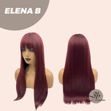 JBEXTENSION 22 Inches Straight Red Wig With Bangs ELENA B