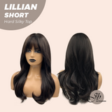 JBEXTENSION 22 Inches Scalpiana Tea Black Darkest Brown Curly 3.5X4 Hard Silky Top Natural Scalp Effect Wig LILLIAN SHORT