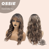 JBEXTENSION 22 Inches Scalpiana Long Wave Pine Cones 3.5X4 Hard Silky Top Natural Scalp Effect Wig with Bangs OSSIE PINE CONES