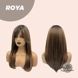 JBEXTENSION 22 Inches Brown With Dark Root With Bangs Wig ROYA