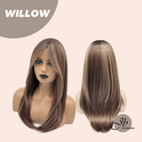 JBEXTENSION 22 Inches Chestnut Brown with Honey Blonde Highlights Wig WILLOW