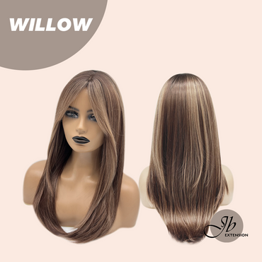 JBEXTENSION 22 Inches Chestnut Brown with Honey Blonde Highlights Wig WILLOW
