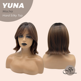 JBEXTENSION 12 Inches Scalpiana Mocha 3.5X4 Hard Silky Top Natural Scalp Effect Women Wig With Bangs YUNA MOCHA