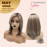 JBEXTENSION MAY MONO Monofilament Handmade Wig 6X5 Full Monofilament Hand Tied Top Wig 14 Inches Maple Brown Mono Lace Wig with Anti-slip Silicone Strips Glueless Wig MAY MONO - MAPLE BROWN【BENDY EAR TABS】
