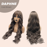 JBEXTENSION 29 Inches Long Body Wave Cold Brown Wig With Bangs DAPHNE COLD BROWN