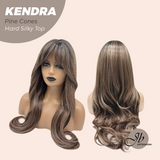 JBEXTENSION 26 Inches Scalpiana Long Curly Pine Cones 3.5X4 Hard Silky Top Natural Scalp Effect Wig with Bangs KENDRA PINE CONES
