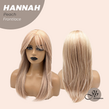 JBEXTENSION 20 Inches Peach Pre-Cut Frontlace Glueless Wig with Bangs HANNAH PEACH