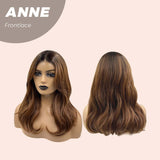 JBEXTENSION 16 Inches Wave Mocha With Dark Root Pre-Cut Frontlace Glueless Wig ANNE