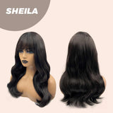 JBEXTENSION 18 Inches Dark Brown Black Curly Wig for Women SHEILA