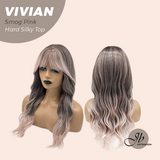 JBEXTENSION 24 Inches Scalpiana Smog Pink Wave 3.5X4 Hard Silky Top Natural Scalp Effect Wig VIVIAN SMOG PINK