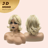 JBEXTENSION JD MONO Full Monofilament Wig 12 Inches Blonde Curly Full Mono Lace Wig JD MONO
