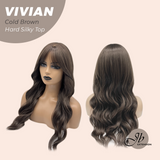 JBEXTENSION 24 Inches Scalpiana Cold Brown Wave 3.5X4 Hard Silky Top Natural Scalp Effect Wig VIVIAN COLD BROWN