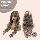 JBEXTENSION 28 Inches Scalpiana Long Wave British Milk Tea 3.5X4 Hard Silky Top Natural Scalp Effect Wig with Bangs OSSIE LONG - BRITISH MILK TEA