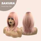 JBEXTENSION 16 Inches Pink Wolf Cut 3.5X4 Hard Silky Top Natural Scalp Effect Wig With Bangs SAKURA