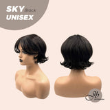JBEXTENSION 8 Inches Black Curly Unisex Wig Man Wig SKY UNISEX BLACK