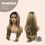 JBEXTENSION 28 Inches Curly Mix Blonde Pre-Cut Free Part Frontlace Wig VANESSA FREE PART