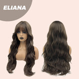 JBEXTENSION 25 Inches Cold Brown Body Wave Wig With Bangs ELIANA