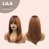 JBEXTENSION 20 Inches Scalpiana Copper Wolf Cut 3.5X4 Hard Silky Top Natural Scalp Effect Wig With Bangs LILA COPPER