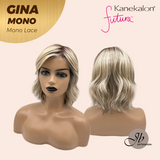 JBEXTENSION GINA MONO Full Monofilament Handmade Full Lace Full Hand Tied Wig 12 Inches Mix Blonde Mono Lace Handmade Futura Fiber Wig with Anti-slip Silicone Strips Glueless Wig GINA MONO【BENDY EAR TABS】
