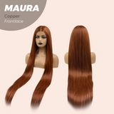 JBEXTENSION 38 Inches Super Long Straight Copper Pre-Cut Frontlace Wig MAURA COPPER