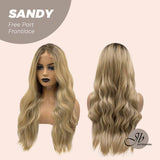 JBEXTENSION 26 Inches Blonde With Dark Root Wave Lace Front Wig.Pre Plucked 6*14 HD Transparent Lace Frontal Glueless Wig SANDY