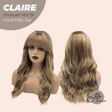 JBEXTENSION 22 Inches Scalpiana Shatush Mix Blonde 3.5X4 Hard Silky Top Natural Scalp Effect Women Wig with Bangs CLAIRE SILKY TOP - SHATUSH MIX BLONDE