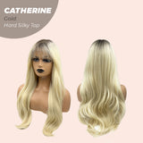 JBEXTENSION 25 Inches Gold Wolf Cut 3.5X4 Hard Silky Top Natural Scalp Effect Wig With Bangs CATHERINE GOLD