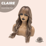 JBEXTENSION 22 Inches Scalpiana British Milk Tea 3.5X4 Hard Silky Top Natural Scalp Effect Women Wig with Bangs CLAIRE SILKY TOP - BRITISH MILK TEA