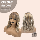JBEXTENSION 14 Inches Scalpiana Wave Silver Sand Blonde 3.5X4 Hard Silky Top Natural Scalp Effect Wig with Bangs OSSIE SHORT - SILVER SAND BLONDE