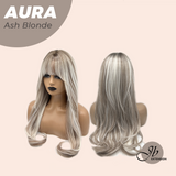JBEXTENSION 26 Inches Long Ash Blonde Wig with Bangs AURA ASH BLONDE