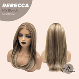 JBEXTENSION 20 Inches Long Mix Blonde Women Pre-Cut Frontlace Glueless Wig REBECCA MIX BLONDE