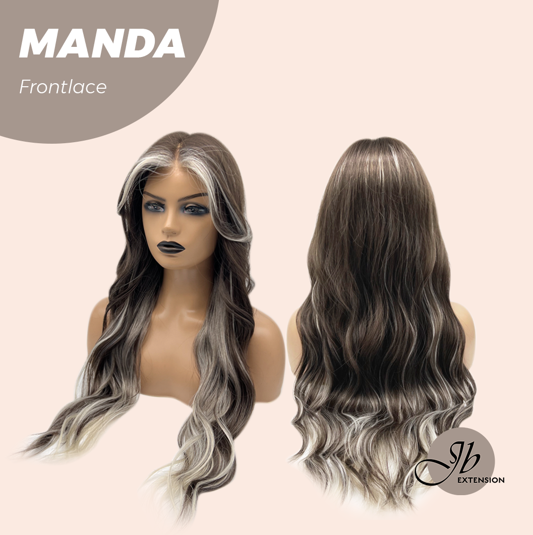 JBEXTENSION 26 Inches Wave Brown with Grey Highlight Pre-Cut