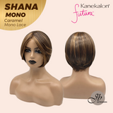 JBEXTENSION SHANA MONO Monofilament Handmade Wig 6X5 Full Monofilament Hand Tied Top Wig 10 Inches Caramel Mono Lace Handmade Futura Fiber Wig With Anti-slip Silicone Strips Glueless Wig SHANA MONO CARAMEL【BENDY EAR TABS】