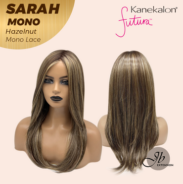 JBEXTENSION SARAH MONO Full Monofilament Wig 22 Inches Hazelnut Color Full Mono Lace Glueless With Anti-slip Silicone Strips Wig SARAH MONO HAZELNUT【BENDY EAR TABS】