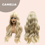 JBEXTENSION 30 Inches Long Body Wave Mix Blonde Wig With Bangs CAMELIA