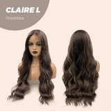 JBEXTENSION 26 Inches Body Wave Brown With Highlight Pre-Cut Frontlace Wig CLAIRE LACE L