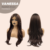 JBEXTENSION 26 Inches Curly Reddish Brown Pre-Cut Frontlace Wig VANESSA REDDISH BROWN