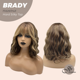 JBEXTENSION 12 Inches Scalpiana Wave Hazelnut 3.5X4 Hard Silky Top Natural Scalp Effect Wig with Bang BRADY HAZELNUT