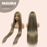 JBEXTENSION 38 Inches Super Long Straight Dark Blonde Pre-Cut Frontlace Wig MAURA DARK BLONDE