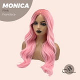 JBEXTENSION 26 Inches Curly Pink Pre-Cut Frontlace Glueless Wig MONICA PINK